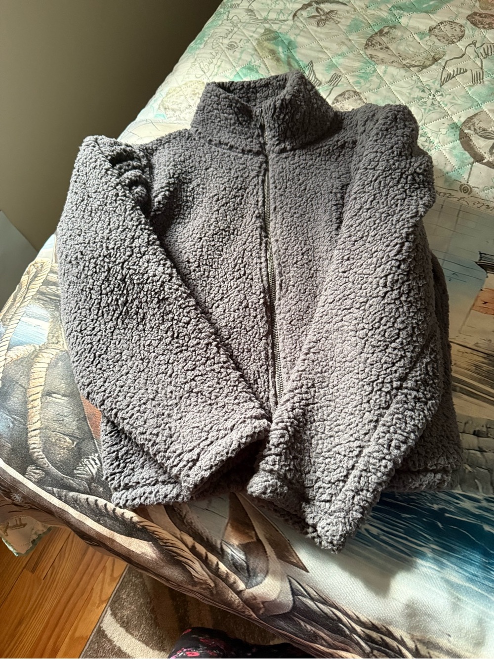 Set of 2 Express Women's Gray Tops: Tiger & Fleece Zip Up
